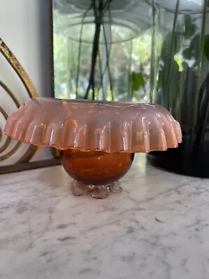 Buy LOVELY VICTORIAN POSY VASE Opalescent Pink Glass Feet Vaseline • 20£