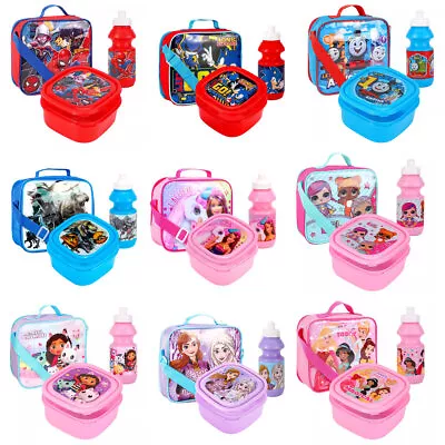 Buy Kids Lunch Box Set 3 Piece Boys Girls Sandwich Food School Bag Drinks Bottle • 9.95£