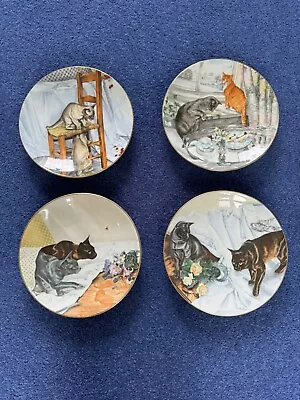 Buy Coalport China Plates - Cats Cause Chaos Series By Lesley Fotherby Set Of 4 • 15£