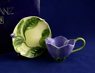 Buy Franz Porcelain Decorative Purple Perewinkle Teacup & Saucer - FZ00797 - Boxed • 64.50£