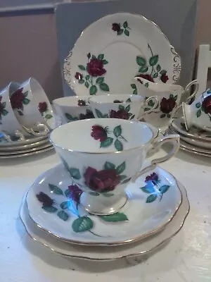 Buy Royal Standard ( Red Velvet) 21 Piece Tea Set 1st Quality Roses Retro 60s VGC • 30£