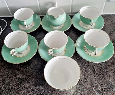 Buy Colclough Harlequin Green Vintage Bone China  Tea /Coffee Set  • 40£