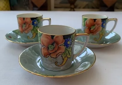 Buy Vintage NORITAKE Expresso Cups & Saucers For 3 Persons. Hand Painted Bone China  • 50£