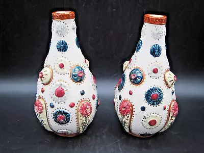 Buy Pair Pompeyi Antique Majolica Pottery Vases. White, Multicoloured C.1870 • 50£