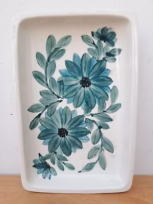 Buy Vintage Retro 60s 70s Handpainted Blue Green Flower Dish Jersey Pottery 20cm • 20£
