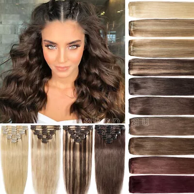 Buy UK CLEARANCE Clip In Human Hair Extensions Full Head 100% Real Remy Hair CHEAP J • 90.41£