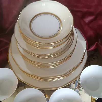 Buy Vintage 1930's Theodore Haviland France Gold Trim Porcelain Dinnerware Set Of 24 • 444.53£