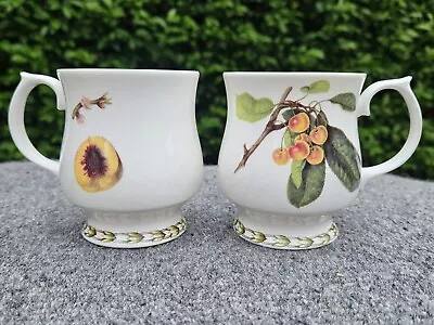 Buy 2 Queen’s RHS Hookers Fruit Mugs / Cups, Peach And Cherries • 7.99£