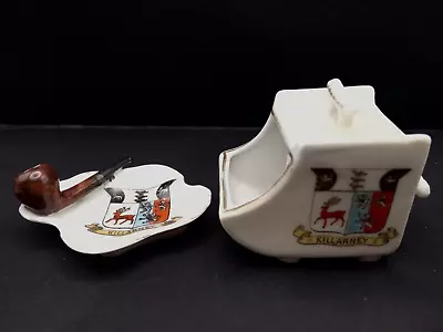 Buy Crested China - KILLARNEY Crests - Pipe On Dish, Coal Scuttle - Gemma/Unmarked. • 6.25£