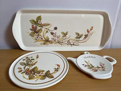 Buy Vintage M&S Harvest Melamine Sandwich Tray Tea Pot Stand &Teabag Stand Set Of 3 • 12.95£