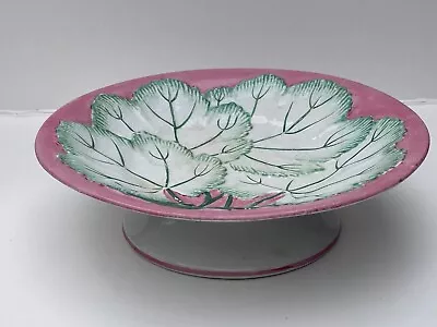Buy C19 Antique Green On Pink Ground English Majolica Footed Dessert Dish Comport • 14£