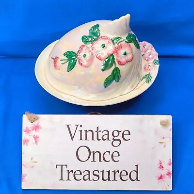 Buy MALING Lustre Ware * CHEESE / BUTTER DISH With COVER * Pink Apple Blossom * VGC • 19.95£