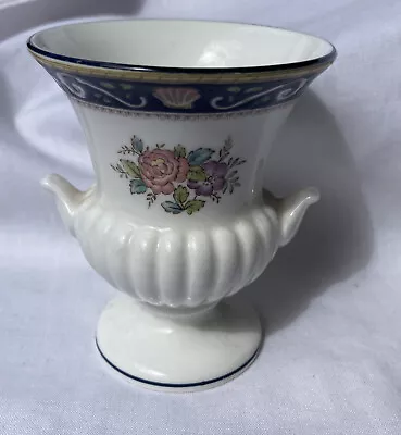 Buy Vintage Wedgwood Bone China Rose Blue Trim Small Urn Vase 9cm Tall • 10£