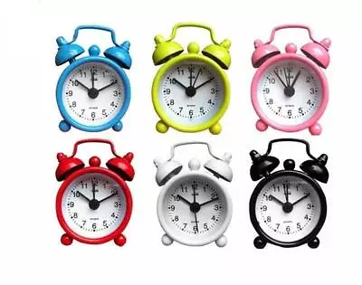 Buy Classic Double Bell Mini Alarm Clock Quartz Movement Bedside Night Clock UK • 4.95£