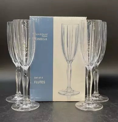 Buy NEW In Box Waterford Marquis OMEGA Set Of 4 Crystal Champagne Flute Glasses • 74.55£