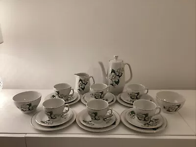 Buy Vintage Tea Set / Trios For 6 - Alpine White Flowers Cups Saucers Plates Jug • 34.95£