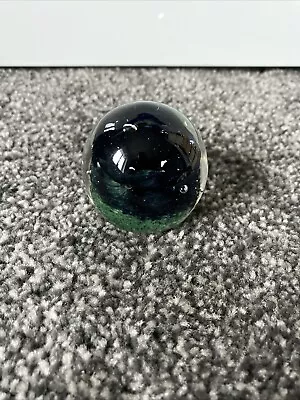 Buy Vintage Round Art Glass Paperweight Globe Orb Small Black Green • 5.99£