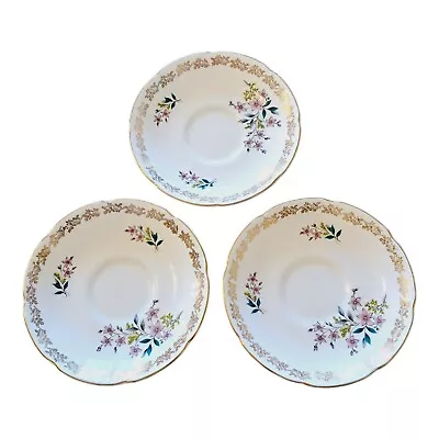 Buy Royal Grafton Saucers X3 Floral Pattern Fine Bone China • 8.99£