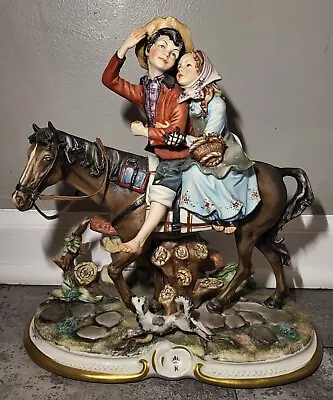 Buy Capodimonte D.bonalberti Signed Porcelain Girl & Boy Riding Horse Rare Figurine • 419.37£