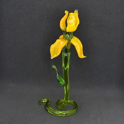 Buy Glass Iris Sculpture - Blown Glass Flower Ornament - Glass Flower Desk Decor • 17.71£
