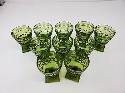 Buy Vintage Set Of 10 Green Stemmed Goblets Square Base 4 1/4  • 46.60£