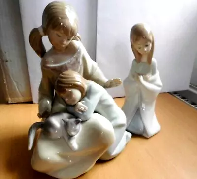Buy Lladro Hand Made In Spain Figurine From 1987 'sleepy Girls And Cat / & One Other • 22£