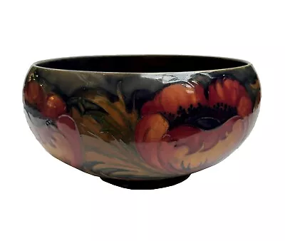 Buy Large Early William Moorcroft  Big Poppy  Decorated Bowl - Circa 1930 • 1,281.40£