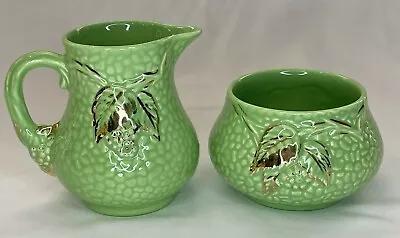 Buy Vintage WADE (England) Bramble Emerald Gold  Creamer And Sugar Bowl • 23.30£