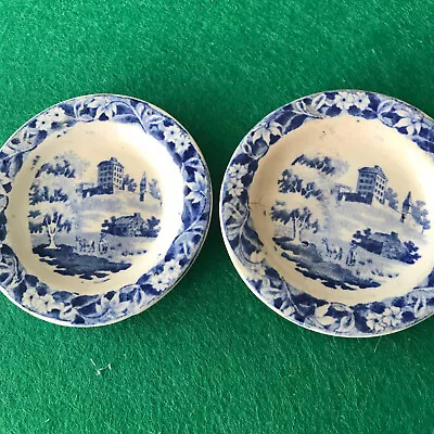 Buy Hackwood Institution Pattern Very Small  Blue & White China Plates. 1840s. • 5£
