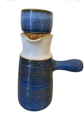 Buy Vintage Denby/Langley Chatsworth Blue White Vinegar Handled Pot & Stopper 1970 • 9.99£