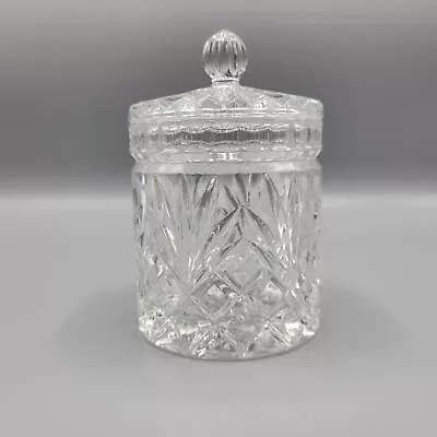 Buy Vtg Crystal Glass Lidded Jar Diamond Cut Pattern Decorative Biscuit Container 6  • 21.19£