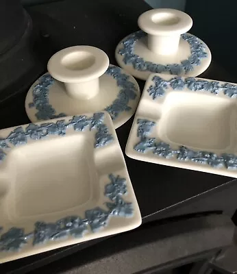 Buy Vintage Wedgwood Etruria & Barlaston Queens Ware Trinkets Dishes & Candle Holder • 10£