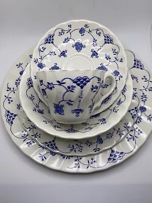 Buy Myott Finlandia Staffordshire Five Piece Dinnerware Place Setting Blue And White • 46.60£