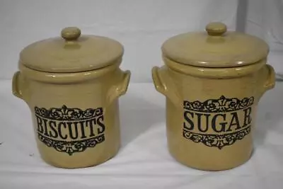 Buy Pair Of Moira Pottery Jars. Biscuits & Sugar. • 4.99£
