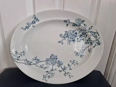 Buy Antique George Jones & Sons White & Blue Large Oval Serving Plate Platter Charm • 26.50£