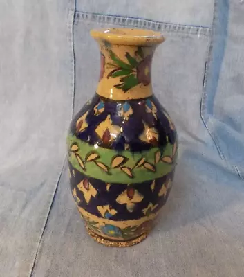 Buy Antique Vintage Handmade Persian Turkish Qatar Pottery Floral Vase • 46.60£