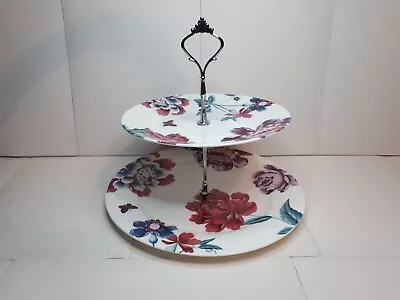 Buy Laura Ashley 2 Tier Sandwich & Cake Stand With Pink Floral Fine Bone China 2011 • 15.99£