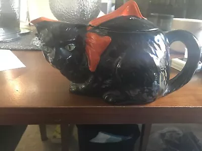 Buy Art Deco Crown Ducal Black Cat Teapot Vintage • 11.97£