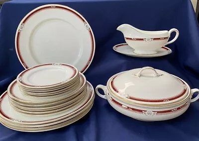 Buy Aynsley South Pacific Maroon Red Band Plates, Tureens Etc Choice Of • 8£