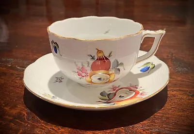 Buy Herend Fruit & Flowers Oversized Cup And Saucer In Excellent Condition. Rare! • 60£