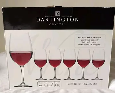 Buy Dartington Crystal Party Set Of Six Red Wine Glasses 65cl 227mm Tall • 30£