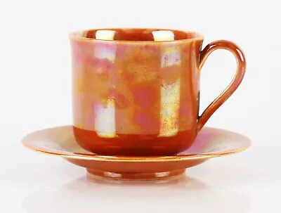 Buy Ruskin Pottery Orange Lustre Cup And Saucer, 1926 - Ex Ferneyhough • 165£