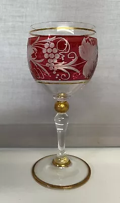 Buy Bohemian Crystal Wine Glasses Set Of 5 Carmen/red Hand Made Prague • 50£