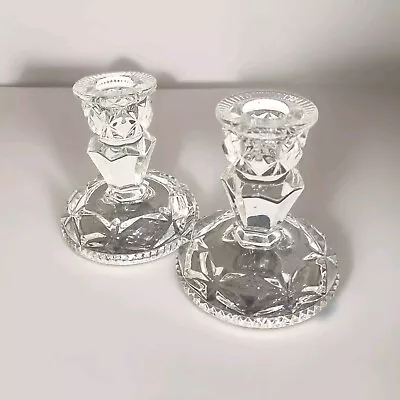 Buy Two Glass Candle Holders Vintage Candlestick Holders Home Decor • 24£