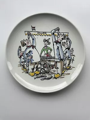 Buy Vintage Dutch Pottery Fish Stall Eaters Souvenir Plate Gouda Holland D16cm • 9£