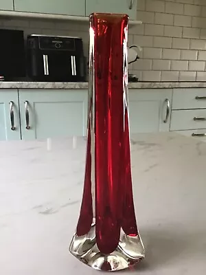 Buy Whitefriars Vintage 1960s Red Case Glass Vase • 8£