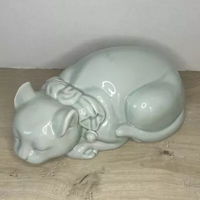 Buy Vintage Celadon Blue Green Sleeping Cat Figurine Andrea By Sadek Japan Mint • 69.89£