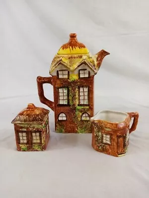 Buy Price Cottage Ware Coffee Pot Milk Jug Sugar Pot Multicoloured Lids • 5£