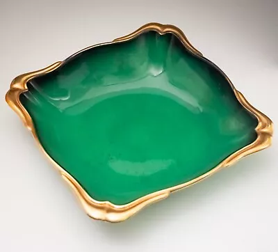 Buy Vintage Carlton Ware Square 'Vert Royale' Bowl Green Gold Mid 20th C Restored • 16.65£