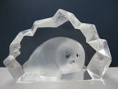 Buy Mats Jonasson Art Glass Crystal Cute Baby Seal Scandinavian Signed & Label On • 28£